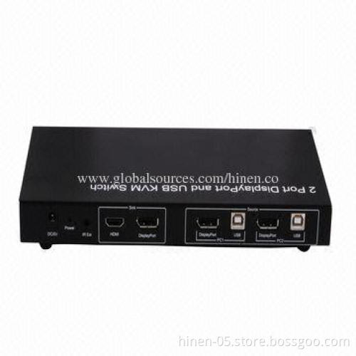 2 Ports DisplayPort and USB KVM Switch, Supports MIC and Earphone Function for Audio Equipment